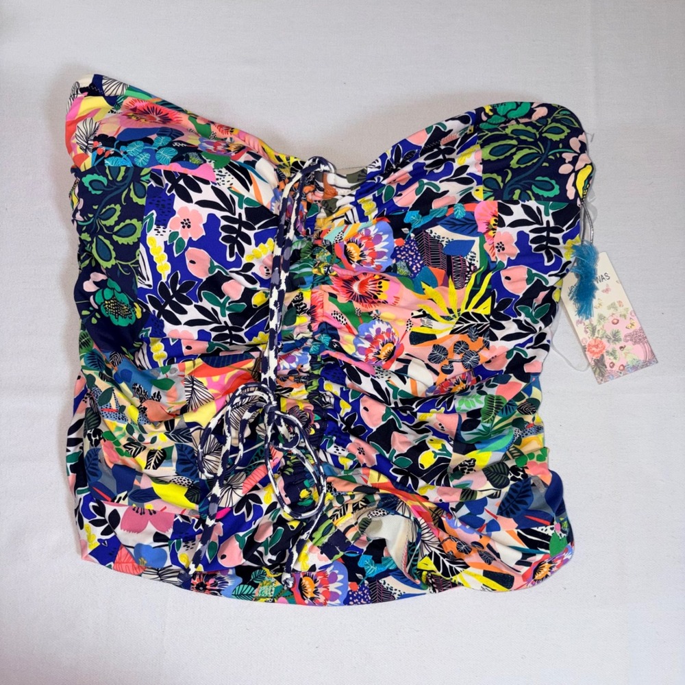 Johnny Was Tankini Swim Top 2X Multi Floral New Ruched Strapless CSW9623-FX
